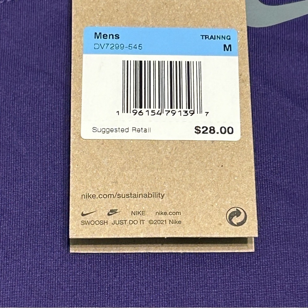 Nike Men's Team Legend Crew Short Sleeve Purple/Silver NWT - Picture 8 of 8